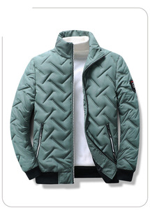 Venta al por Mayor de Productos de Alta Calidad, Novedades Otoño-Invierno, Chaqueta de Plumón para <span class=keywords><strong>Hombre</strong></span> con Cuello Alto, Estampado Retro, Cierre de Cremallera y Color Sólido - Product Image 2