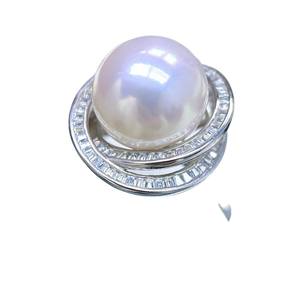 12-13mm Freshwater <b>Pearl</b> <b>Ring</b> Elegant White <b>Pearl</b> S925 Silver Three Generations Extremely Strong Light Perfectly Round - Product Image 5