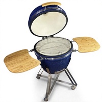 Barbecue au charbon de bois en céramique Kamado de 24 pouces avec pierre à pizza, four à fumoir extérieur robuste pour le camping en plein air