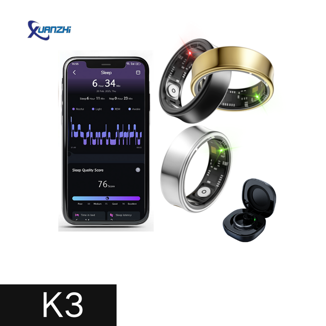 2025 K3 Smart Ring AI Analysis Heart Rate Sleep Activity Multisports Fitness Tracker with App & WiFi Control by SHR Health Care