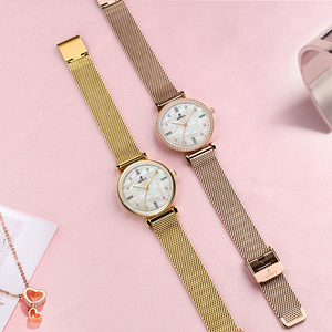 Reloj de Pulsera de Malla de Lujo Personalizado con Cuarzo de Alta Calidad para Mujer, Resistente al Agua, Totalmente de Acero Inoxidable, con Esfera Moderna - Product Image 4