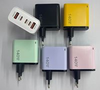 Cargador de Teléfono Móvil de 140W, 2 Puertos USB + 3 Puertos Tipo C, Carga Rápida QC3.0, Enchufe US/EU, Cargador Súper Rápido Dual de 35W