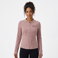 Veste de sport pour femme Jaoon, taille plus, coupe classique, manches longues, imprimé uni, simple, pour yoga et gym, en spandex/polyester, coupe-vent