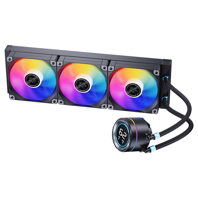 SNOWMAN 360 AIO Liquid Cooler High Performance 300W Pump 800-2000RPM 3Fans 76.8 CFM 300W Screen Display Radiator