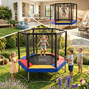 Trampolino Arcuato per Bambini da Esterno con Scala, Capacità 200kg, Rete di Sicurezza, <span class=keywords><strong>3</strong></span> Gambe a U, Attrezzatura per Esercizi di Salto in Famiglia - Product Image 2