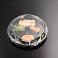 Conteneur à sushi rond en PS/BOPS biodégradable à usage unique, impression sur mesure, avec couvercle, pour l'emballage alimentaire, emballage sous blister