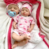Geschlossene Augen, offener Mund, 18 Zoll Reborn Komfortpuppe, Ganzkörper-Platin-Silikon, lebensechte Neugeborenenpuppe Loulou, Mädchen/Junge, fühlt sich an wie ein echtes Baby