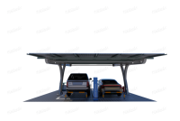 Abri solaire pour voiture à poteau unique en acier au carbone, facile à installer, avec surface anodisée, durée de vie de 20 à 25 ans, résistance au vent de 60 m/s pour terrain ouvert