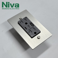 Tomacorrientes de pared de latón de lujo Niva, estándar americano, con USB tipo C, interruptor múltiple, panel de latón antiguo