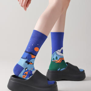 <span class=keywords><strong>Chaussettes</strong></span> personnalisables pour hommes et femmes, style AB, asymétriques, respirantes, <span class=keywords><strong>chaussettes</strong></span> de personnalité de rue, <span class=keywords><strong>chaussettes</strong></span> créatives de dessin animé, mi-mollet, unisexes - Product Image 3