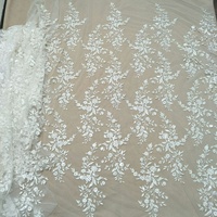 Lourd français dentelle paillettes paillettes brodé fleur Tulle tissu pour la fabrication de robes de mariée