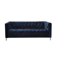Versátil Estilo Europeo Diseño de lujo Terciopelo azul con mechones individual futón 3 + 2 + 1 sofá cama sofá Cum muebles