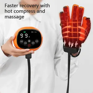 Gants de robot de rééducation des mains Attelle de main d'entraînement des doigts pour la récupération des accidents vasculaires cérébraux avec 5 modes d'entraînement et chauffage des mains