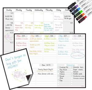 Tableau blanc magnétique hebdomadaire pour réfrigérateur, 16x12 pouces, résistant aux taches, effaçable à sec, pour liste de tâches et plans de repas - Product Image 6