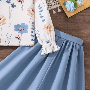 Ensemble Deux Pièces pour Enfants Filles Automne 2025 Tenue de Vacances Décontractée pour Adolescentes Chemise Élégante à Manches Longues et Jupe à Imprimé Floral - Product Image 6