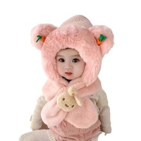 Gorro de Bebé con Bufanda Integrada, Protección para el Cuello, Lindo y Súper Adorable, Gorro de Protección para los Oídos para Niños en Otoño e Invierno