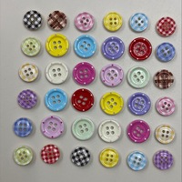 Kancing Resin Bulat Empat Lubang Motif Polkadot Warna-warni untuk Mantel, Sweater, dan Aksesoris Pakaian Anak