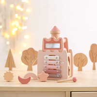 Castillo de Madera para Niños 5 en 1, Juguetes Educativos Tempranos Multifuncionales, Juegos para 2-3 Años