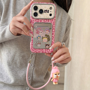 Coque de téléphone portable pour iPhone 17 16 Pro Max avec motif chat KT de dessin animé, miroir, lanière, support Cry baby, sangle mignonne et anneau de maintien - Product Image 4