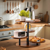 Charmant support à gâteau rond en bois écologique à plusieurs niveaux avec quatre étages pour les fêtes et les mariages, taille personnalisée disponible