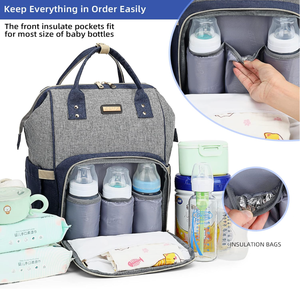 <span class=keywords><strong>Mochila</strong></span> Pañalera, Bolsa de Bebé con 15 Bolsillos, Bolso de Viaje para Niña o Niño con Bolsillo Térmico, Linda Bolsa de Pañales con Correas para Cochecito - Product Image 2