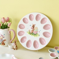 Nouvel ensemble de vaisselle et d'ornements mignons en céramique sous glaçure, série lapin de dessin animé, pour Pâques, pour la maison et le jardin