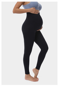 Pantalones de Maternidad Negros y Grises 3XL Sin Costuras de Cintura Alta, Largos, Transpirables, con Patrón a Cuadros, de Alta Elasticidad, Finos, con Soporte para el Vientre y Realce de Glúteos - Product Image 5