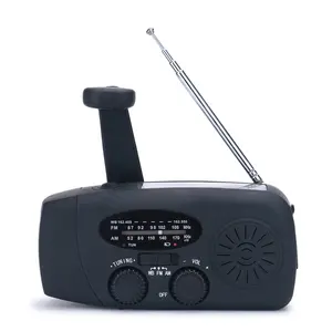 Portable Radio 3 in 1 Emergency Charger Hand Crank Generator Wind/Solar/Dynamo Powered FM/AM/WB Radio LED Flashlight Waterproof
