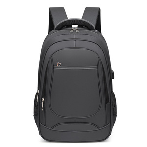 Laptop <b>Backpack</b> With Usb Port For Business Travel Men Black Solid Color <b>Large</b> <b>Capacity</b> <b>Backpack</b> With Laptop Compartment - Product Image 2