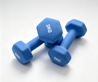 Haltères hexagonaux en fonte revêtue de néoprène, 2 kg, pour femmes, exercices de fitness, relaxation musculaire, directement de l'usine