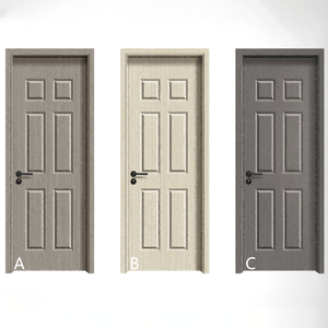 Conception intérieure de porte moulée commerciale en <span class=keywords><strong>bois</strong></span> à 6 panneaux américains sans peinture de haute qualité pour appartements modernes - Product Image 4