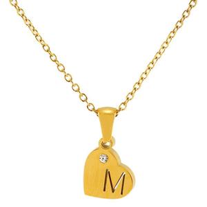 Zogxin Heart Shape Pendant Necklace 18K Gold Plated Stainless Steel English Letter A B C D Chain For Women Gift Jewelry - Product Image 5