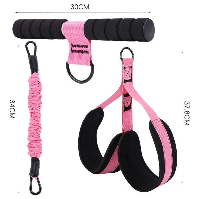 Pedal Resistance Bands with Handles – 3 Tube Adjustable 30/60/90 LBS Fitness Resistance Trainer for Core Strength, Home Gym, Yoga & Full Body Workout - View 2