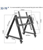 Carrito Móvil de Acero para TV con Ruedas para Monitores LED/LCD de 32-70 Pulgadas, Capacidad de 165 Libras, Compatible con VESA de 500 mm