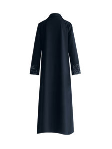 Abaya Negra con Jacquard de Hojas de Bambú, Bordada, Abierta por Delante, Túnica Modesta, Ropa Islámica Elegante para el Día a Día y Ramadán - Product Image 5