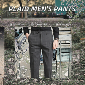 <span class=keywords><strong>Pantaloni</strong></span> a vita media stampati a quadri da uomo di nuova moda lunghi e formali <span class=keywords><strong>pantaloni</strong></span> <span class=keywords><strong>con</strong></span> <span class=keywords><strong>bottoni</strong></span> anteriori dritti in tinta unita in tessuto pettinato - Product Image 2