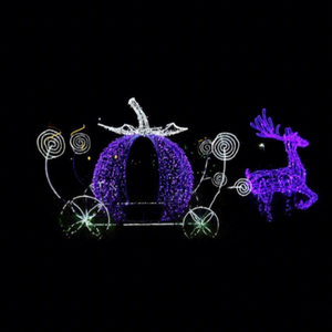 Custom <b>Christmas</b> <b>Reindeer</b> Carriage <b>Light</b> for Coordinated Holiday Installations Across Streets, Plazas and Outdoor Venues - Product Image 1