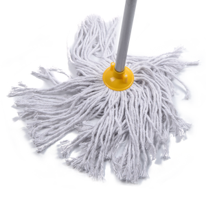 Fregona de algodón para limpieza del hogar, palo de madera de 120 cm de longitud con accesorios de plástico - Product Image 1