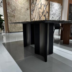 इतालवी लक्जरी आधुनिक डाइनिंग रूम फर्नीचर सेट, घर के होटल या विला के लिए नीले पन्ना संगमरमर की लंबी मेज - Product Image 6