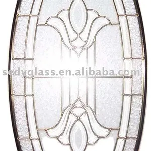 IGCC认证的椭圆形门玻璃插件钢化装饰玻璃门石配锻铁