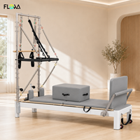 FLOWA Semi Cadillac Aluminum Reformer Tower 99kg avec 14 ressorts, cadre en U et barre diagonale pour studio de Pilates avancé