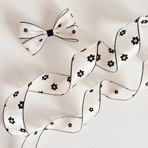 Ruban en fil floqué fluide, imprimé à pois scintillants, nœud pour gâteau, fleur pour emballage, bricolage, accessoires pour cheveux faits à la main, rouleau 100% - Product Image 3