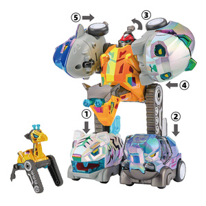 Juguete de Deformación Mecánica 5 en 1 Iridiscente de Animales de Fundición a Presión: Jirafa, Tigre, Elefante, Panda, Delfín con Función de Retroceso - Product Image 2