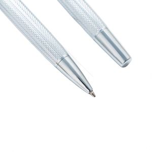 High Quality Luxury Custom PS-20250827-10 Full <b>Silver</b> Color Ballpoint <b>Pens</b> Custom Logo Chrome <b>Silver</b> Carved Designs Fashion - Product Image 3