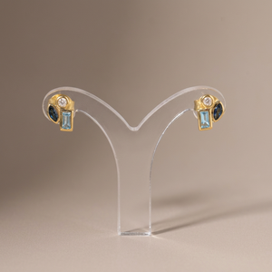 Pendientes Clásicos Chapados en Oro de 14K S925, Personalizables con Topacio Blanco y Ópalo Australiano, Venta al por Menor, OEM, ODM, Moda Bella E-12206-C 1 - Product Image 2