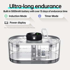 Fontaine à eau pour chat 3,5 L, pompe silencieuse rechargeable, distributeur automatique d'eau pour animaux de compagnie, pour chiens et chats, forme ovale, détachable - Product Image 2