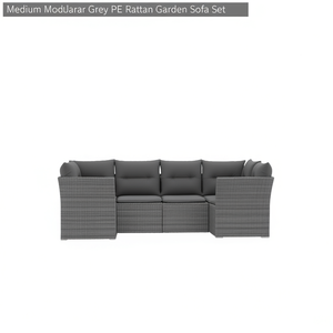 Medium Modular Grey PE <b>Rattan</b> Garden <b>Sofa</b> Set Outdoor Furniture Contemporary Design - Product Image 1