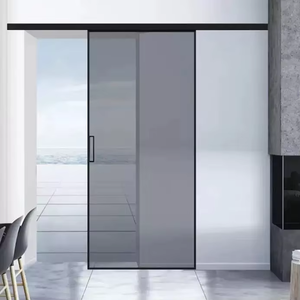 Porte coulissante moderne minimaliste étanche, cadre en aluminium ultra-mince, sur mesure, à encastrer, double vitrage en verre trempé, fabrication usine - Product Image 6