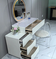 Miroir de maquillage LED moderne avec éclairage intégré, table de toilette avec panneau en bois de pin, miroirs de salle de bain pour lavabo, utilisation hôtelière