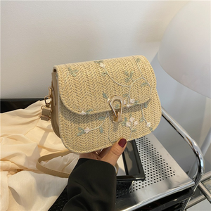 Sac mini en paille tendance et élégant pour femme – Nouvelle collection : Sac bandoulière chic et polyvalent en dentelle tressée - Product Image 4